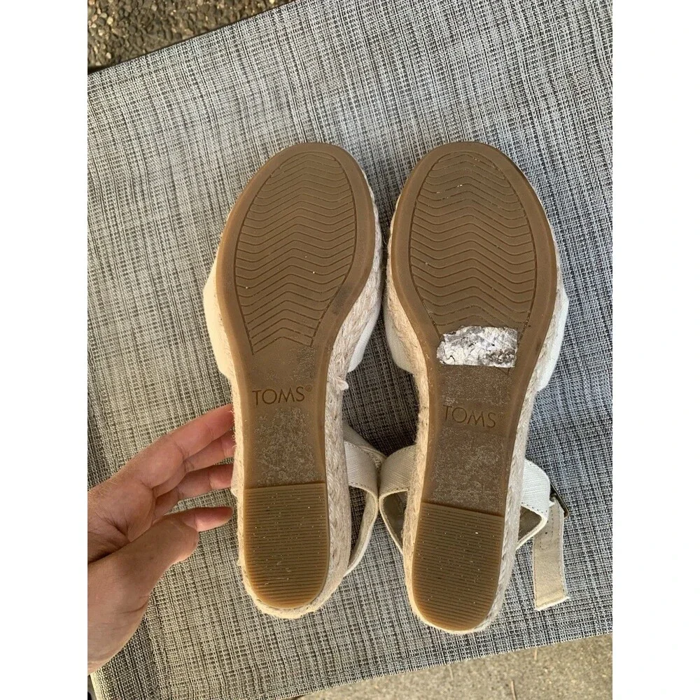 TOMS Women Kinsley Platform Wedge Espadrille Sandals Ankle Strap Twist Front 6.5